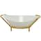 CosmoLiving by Cosmopolitan 25" White Glass Kitchen Serving Bowl with Gold Metal Stand